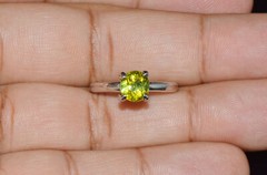 Certified Natural 1.7Cts Green Tourmaline Solid Platinum Solitaire Stacking Ring