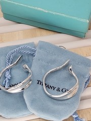 Vintage Elsa Peretti Tiffany & Co Sterling Silver Minimalist Hoop Earrings Rare