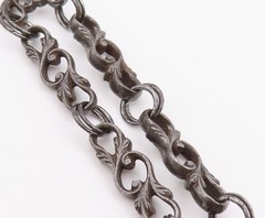 925 Sterling Silver Vintage Keychain Dark Tone Fob Chain With Charms TR4068