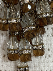 Unique Chandelier Dangle w Clear Rhinestones and Brown & Clear Crystals Brooch
