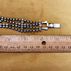 Vintage Wide Clear Rhinestone Crystal Bracelet Art Deco Glam Retro 1950s 1960s