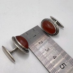 Vintage Men’s Jewelry Cufflinks USSR Silver 875 Natural Baltic Amber Marked