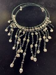 Vintage torque choker cascading necklace, black and white see VIDEO