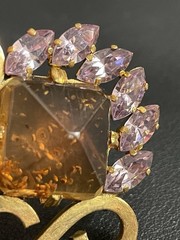 Antique Art Deco Czech Brooch “Glow” Lilac Rhinestones Trombone Clasp c1920s