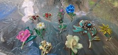 Vintage Enamel Flower Brooch Pin Lot Signed Coro Gerrys Avon Sarah Coventry Gold
