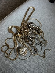 11 Pc Lot Necklaces Bracelets Brooches Many GoldTone