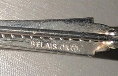 Antique Deco Era French Belais Filagree Ruby Bar Pin Brooch In 10K White Gold