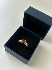 Vintage Red Cubic Zirconia Ring Gold Plated Womens Size 8.5