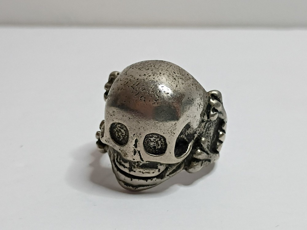Vintage Skull Bones Ring Size 11.75 Biker Goth 70 80s Costume Bold Big Statement