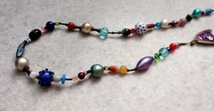 Vintage Glass, plastic and metal necklace, multicolour