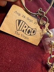 Hoops Cut Out Astrological Virgo Earrings Vtg Gold Plated Clip On 1960s Unused