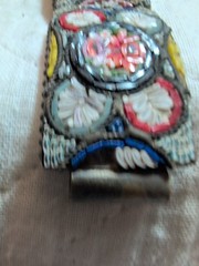 Vintage italian micro mosaic link bracelet 7 1/2 Inches X 7/8 Inch