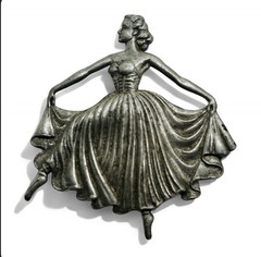 Vintage Pot Metal Figural Ballerina Signed Numbered Figural Brooch C Clasp