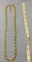 Vintage Monet Gold Toned, Circles And Crosses, 24 Inch,Statement Necklace Signed