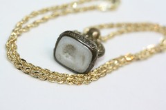 1890s Seal Pendant Roman Greek Emperor Intaglio Solid 10K Gold 3 MM Necklace 18″