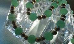 Set of 3 Icy Jade Jadeite Bead Necklaces Green Lavender Yellow Gold Tone Plate?