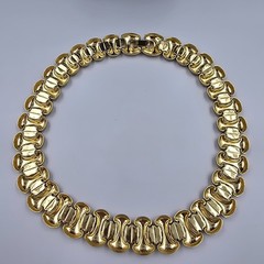 Vintage Matte Gold Necklace Chunky Linked Statement Collar