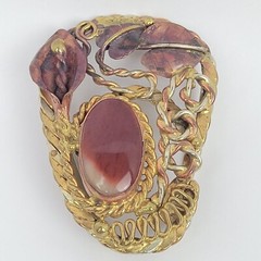 Mixed Metal Scarf Slide by Carreon Gemstone Copper Boho Gaudy