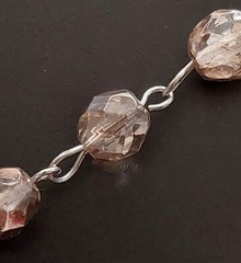 Vintage Silver-Tone Faceted Crystal Bead Long Necklace With Lobster Clasp 56 in