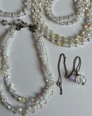 Vintage Crystal Aurora Borealis Necklace Bracelet Earrings Brooch Pin Ring Lot