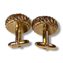 Vintage Cufflinks Mens Gold Tone Blue Swirl Glass Regency Bullet Back