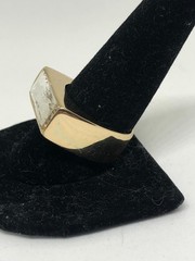 Vtg Gold Tone Rectangular Rhinestone Large Cocktail Statement Ring Size 11.25