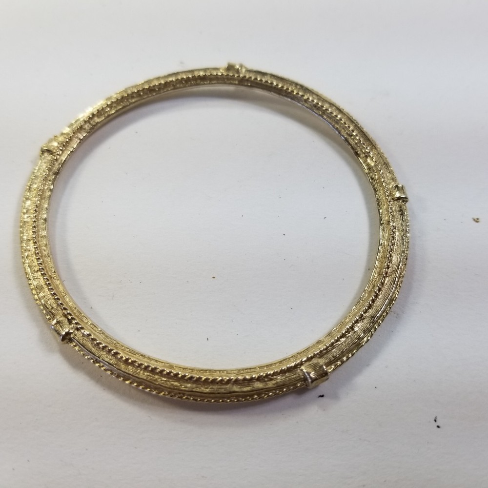 Vintage Gold Tone Solid Textured Nautical Bangle Bracelet