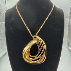 Vtg 80s Trafari Gold Pendant Statement Necklace 18″