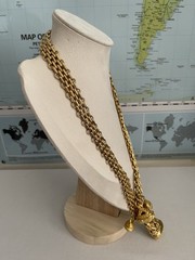 Stamped Links Filigree Charm fob pendant Necklace Extremely Rare antiqued gold