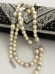 Vintage YSL Yves Saint Laurent Necklace Long Opera Faux Baroque Pearl Choker