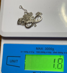 VTG Sterling Silver JC Signed CZ Infinity Necklace 16″/18″ NWT Gift Box