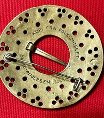 VINTAGE LARGE BRONZE DAVID ANDERSEN NORWAY SASH PIN FOLKEMUSEET FOLK MUSEUM