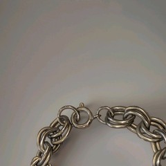 Vintage Silver Tone Double Link Charm Bracelet Chain 6.5″ Clasp Starter