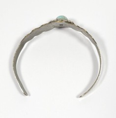 Vintage Nickel Silver Child’s Size Fred Harvey Era Faux Turquoise Cuff Bracelet