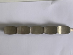 CHINESE EXPORT Bracelet Silver Filigree Cloisonne Enamel Vintage Carnelian Panel