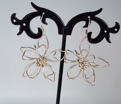 Beautiful Vintage 3D Sterling Poinsettia Dangle Drop Hook Earrings 1 1/4″