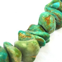 Polished TURQUOISE Nugget Stone Necklace BROKEN CLASP For Beads/Repair 20″ 55g
