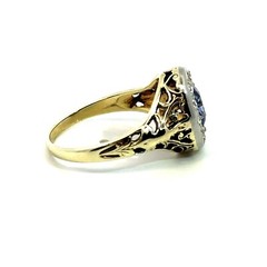 Vintage 14K Two-Tone Gold Blue Sapphire & Diamond Ring Size 6