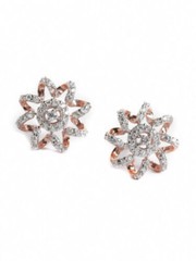 Floral Halo Stud Earrings For Girl 2.1 Ct Lab Created Diamond 14K Rose Gold Over