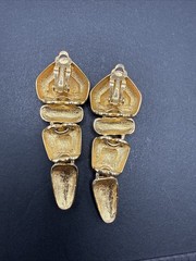 Erwin Pearl Vintage Dangle Gold Tone Black Enamel Clip On Earrings J6a