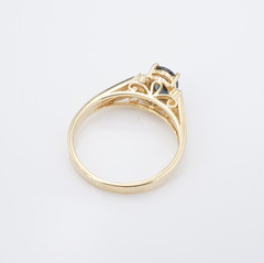 Blue Sapphire Diamond Ring Vintage Natural 14k Yellow Gold Sz 4.25 Estate RG5284