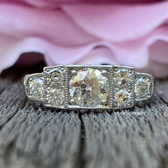 2CT Art Deco Style Round Lab Created Diamond Engagement Ring 14K White Gold FN