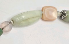 Vintage Barse Sterling 24 Inch And Gemstone Beaded Necklace Rose Quarts MOP Gem