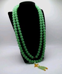 Beautiful large 50″ 10mm green stone mala 108 beads / necklace
