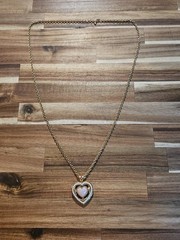 Vtg 1970s Avon Silver-Tone Abalone Shell Mother of Pearl Slider Pendant Necklace