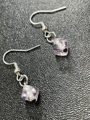 Vintage 1.1” Pink Dice Lucite Beaded Dangle Earrings