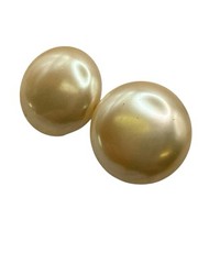 Vintage Faux Pearls 24mm Flat Back Post Earrings Elegant Classic Look