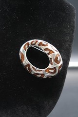 Vtg Brooch Silver Tone and Enamel Panther Print Unsigned Jackie Collins