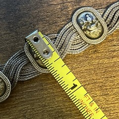 VTG Russian Bracelet Sz 6.75 Multi-strand Foxtail Chains & Oval Niello Panel 925