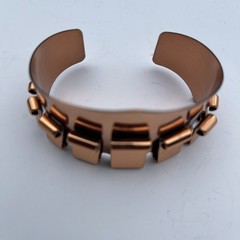 Vtg Renoir Copper Cuff Bracelet Mid Century Modern Wide Scroll Ribbon Signed MCM
